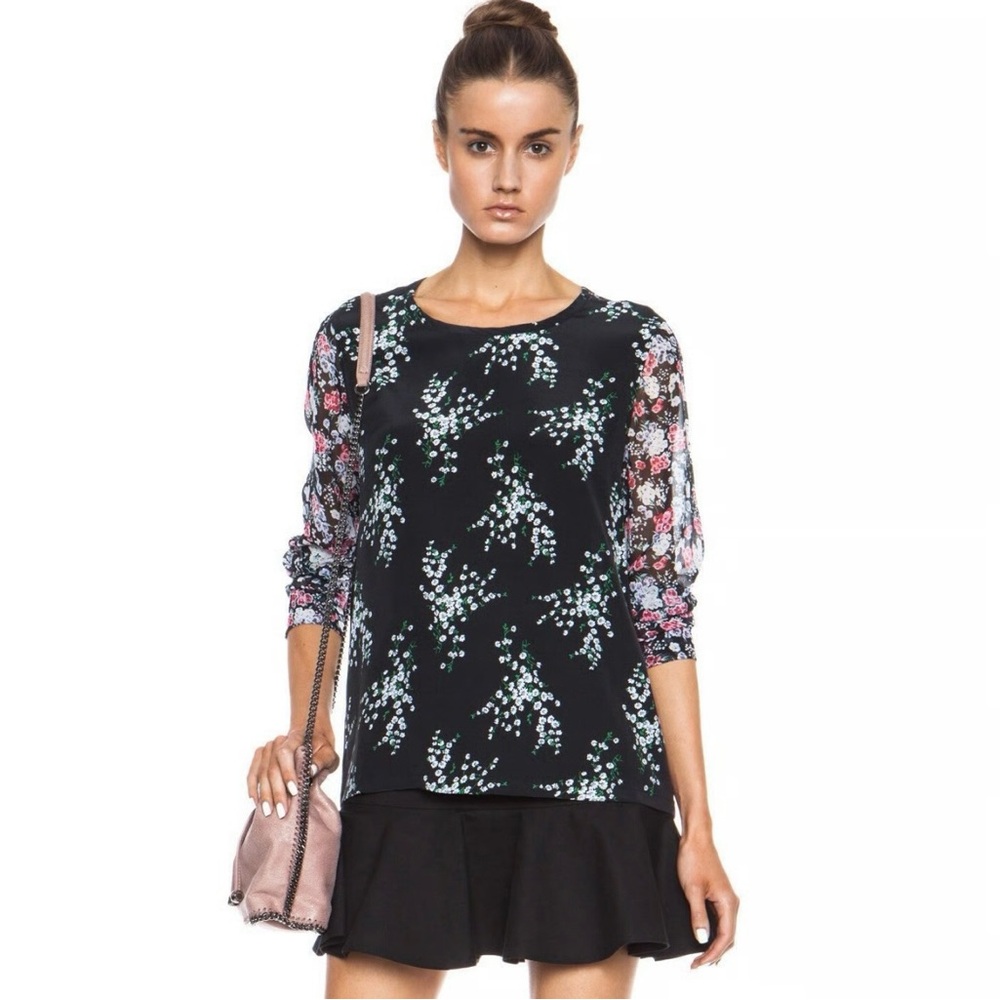 Equipment Poet Silk Blouse Black Floral Size XS